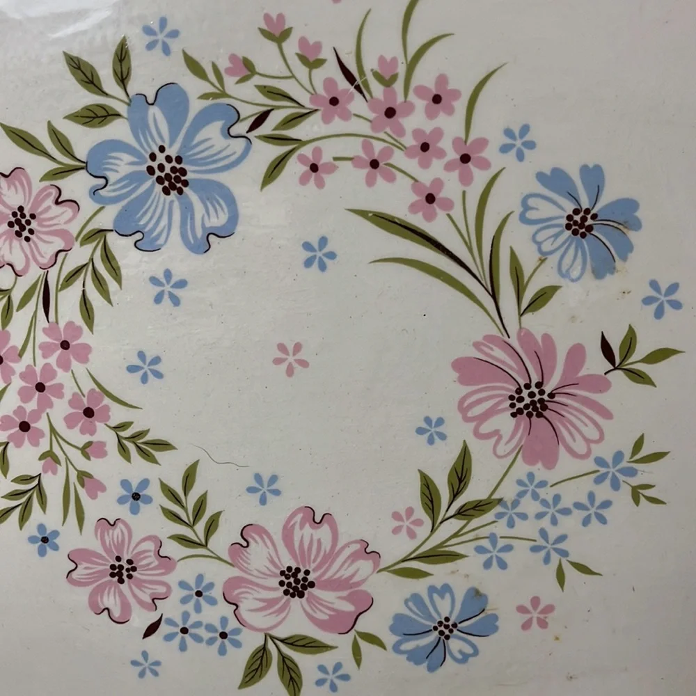 Vintage Ceramic Floral ￼Serving Platter Hand Crafted 15 inches